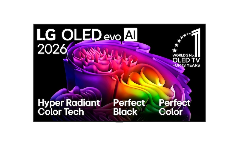 LG G6 OLED evo AI 2026 front view with Hyper Radiant Color display
